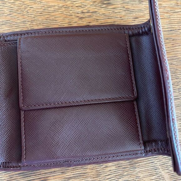 Louis Vuitton Red/Sepia Monogram Lin Porte-Tresor Canvas & Leather Wallet w/COA. - Picture 10 of 15